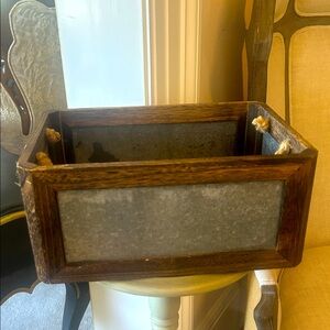 NWT Rustic Industrial Wooden and Metal Storage Box 6” x 14”